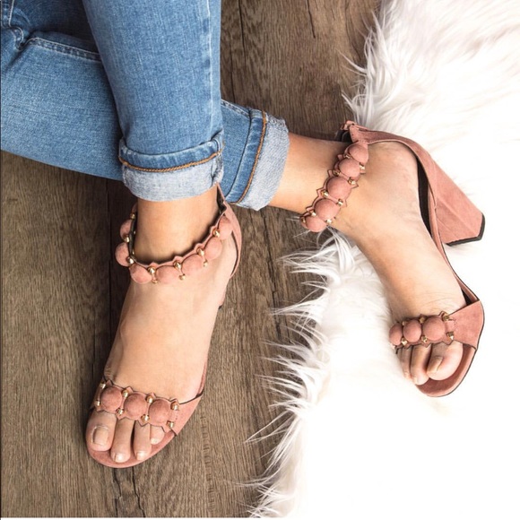 Mauve Blush Studded Embellished Platform Sandal - Picture 2 of 8